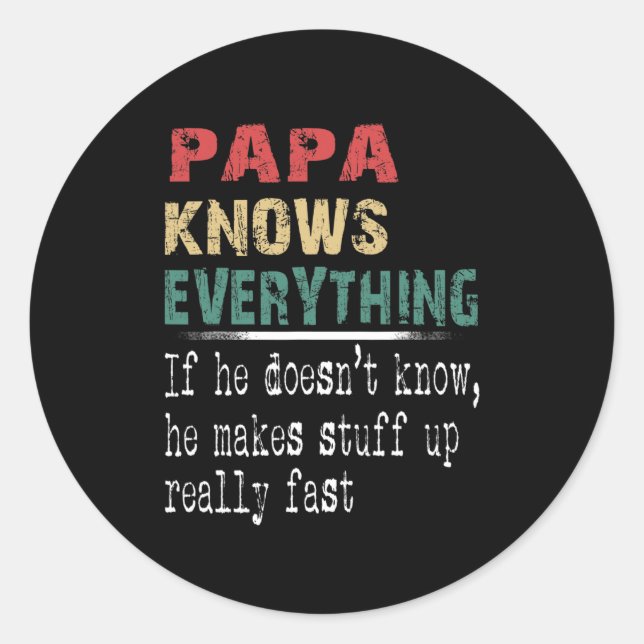 Sticker Rond Papa Knows Everything - Christmas Grandpa Gift  (Devant)
