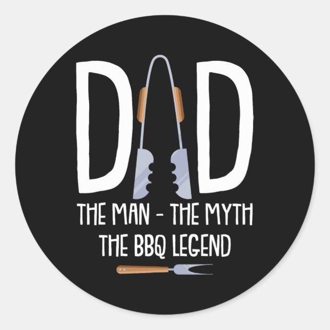 Sticker Rond Papa L'Homme Le Mythe La Légende Du Bbq Rbecue Drô (Devant)