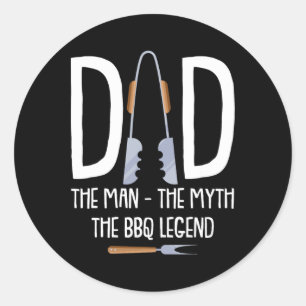 Sticker Rond Papa L'Homme Le Mythe La Légende Du Bbq Rbecue Drô