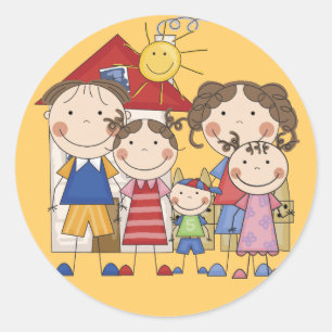 Sticker Rond Papa, Maman, Big Sis, Middle Sis, Little Brother