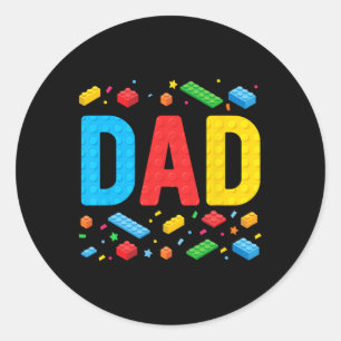 Sticker Rond Papa Master Builder Blocs de briques Blocs Famille