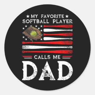Sticker Rond Papa Mon Joueur De Softball préféré M'appelle Papa
