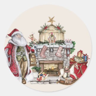 Sticker Rond papa noel