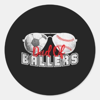 Sticker Rond Papa of Ballers Baseball Soccer Fête des pères