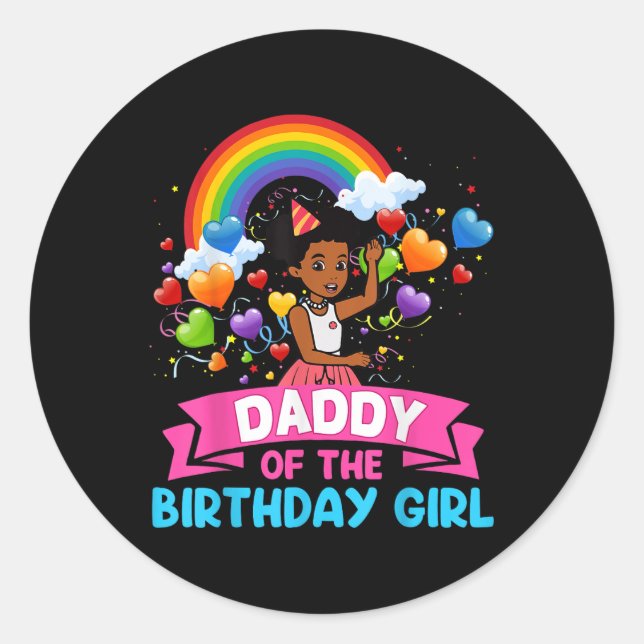 Sticker Rond Papa Of Birthday Girl Gracie Birthday Dolls Girl (Devant)