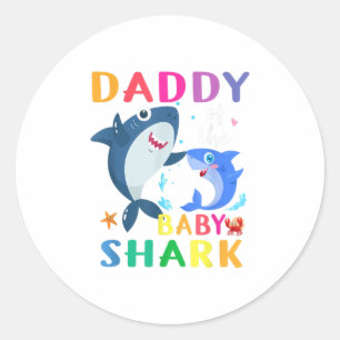 Sticker Rond Papa Of The Baby Shark cadeau Anniversaire Daddy S