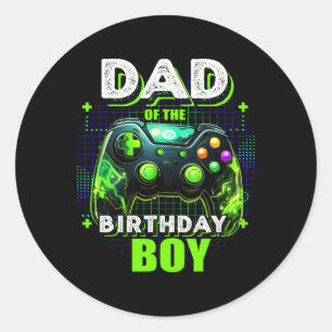 Sticker Rond Papa Of The Birthday Boy Matching Video Game Birth