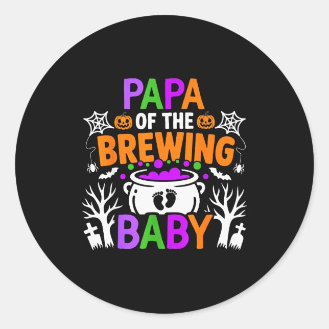 Sticker Rond Papa Of The Brewing Baby Halloween Costume  (Devant)