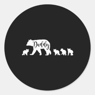 Sticker Rond Papa Ours Avec 4 Quatre Cubes Amusant Papa Père Pa