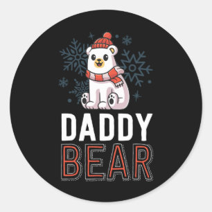 Sticker Rond Papa Ours Famille Noël S Ours Polaire Vacances X