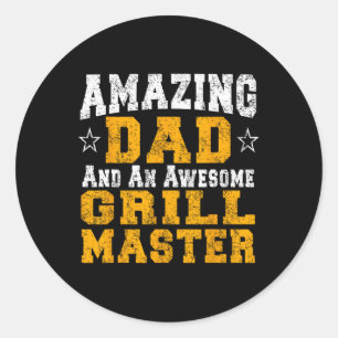 Sticker Rond Papa Père Rbecue Chemise Bbq Grill Master Pit Boss