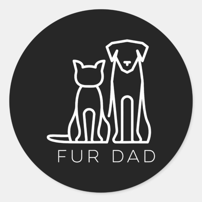 Sticker Rond Papa Pet Lover Chat Chien Papa Mari Fantaisie Père (Devant)