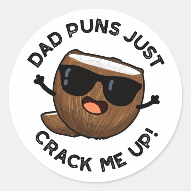 Sticker Rond Papa Puns M'Accroche Un Drôle Jeu De Coco (Devant)