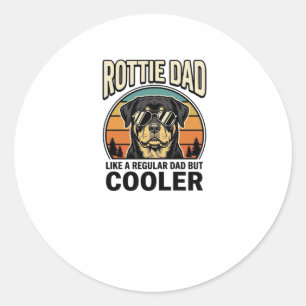 Sticker Rond Papa Rottie comme un papa normal mais design plus 