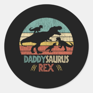 Sticker Rond Papa Saurus Rex Dinosaure Papa Humour Cadeau