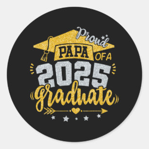 Sticker Rond Papa Senior 2025 Proud Papa D'Un Cl De 2025 Gradua