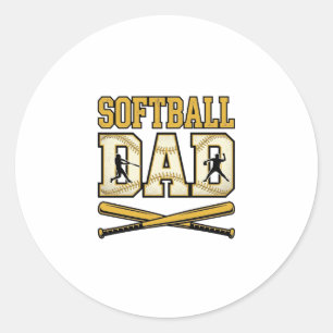 Sticker Rond Papa Softball Gravure Vintage Batte Graphique_1