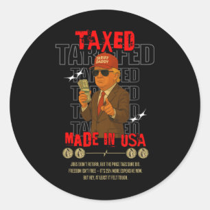 Sticker Rond Papa Tarif Design Drôle de Trump – Meme Politique 