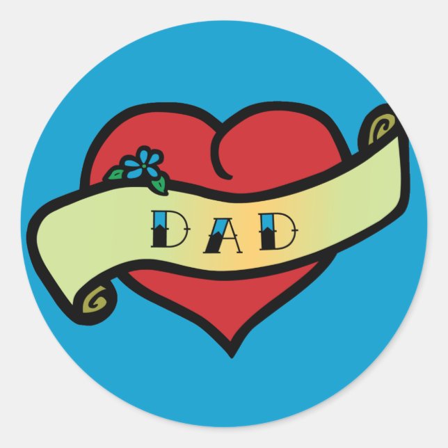 Sticker Rond Papa Tattoo Heart (Devant)