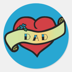 Sticker Rond Papa Tattoo Heart