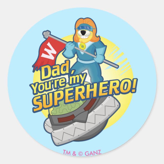 Sticker Rond Papa, tu es mon super-héros (Devant)
