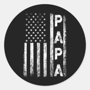 Sticker Rond Papa Vintage American Flag Fête des pères 4 Juil
