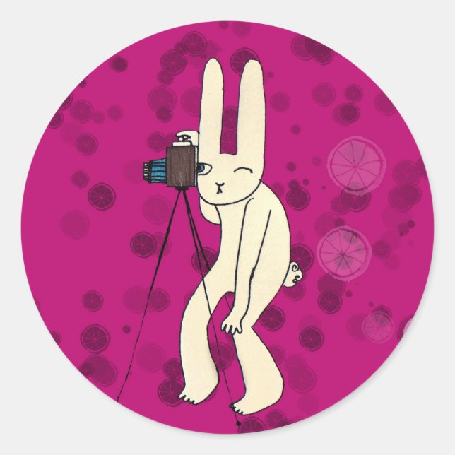 Sticker Rond Paparazi en rose (Devant)