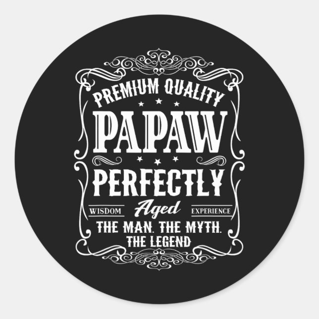 Sticker Rond Papaw Fête des pères Grandpa Cadeau Pour Hommes (Devant)