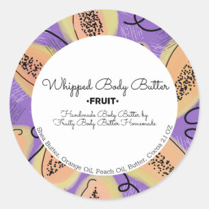 Sticker Rond Papaye Beurre Corporel Bain Marque Emballage