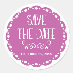 Sticker Rond Papel Picado Enregistrer la date Lilac Fiesta Mari