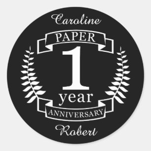 Sticker Rond Papier 1er anniversaire mariage 1 an