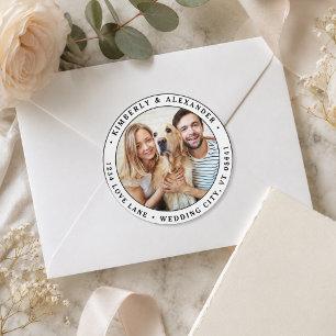 Sticker Rond Papier à lettre personnalisé avec photo pour maria