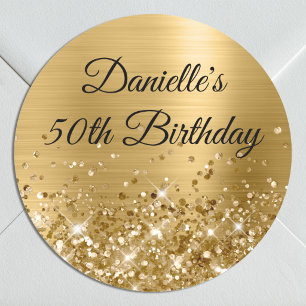 Sticker Rond Papier alu doré pailleté 50e anniversaire