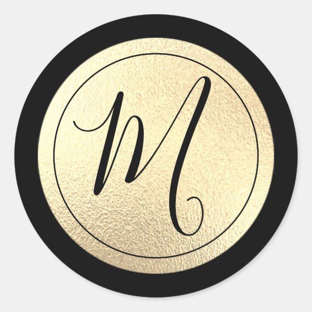 Sticker Rond Papier alu Monogramme Noir (Devant)