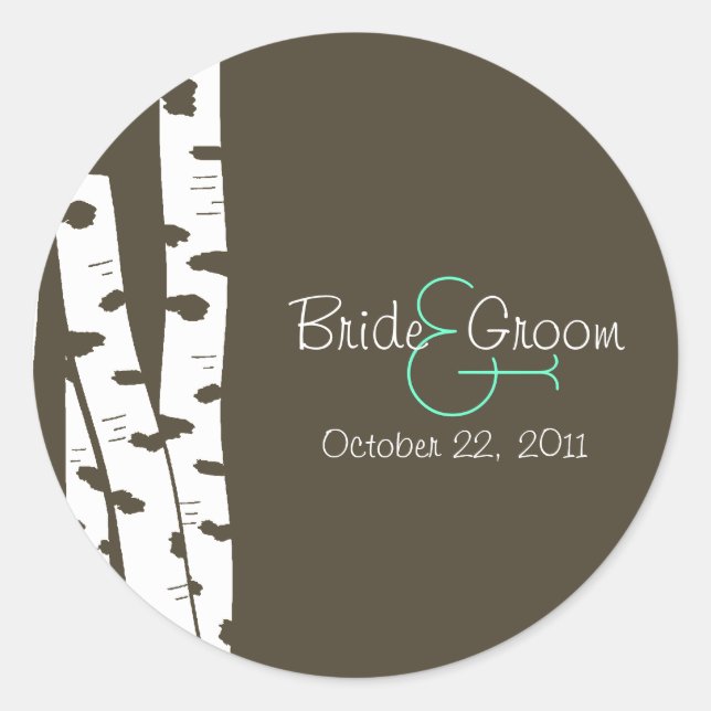 Sticker Rond Papier Arbres à bouleau blanc (Devant)