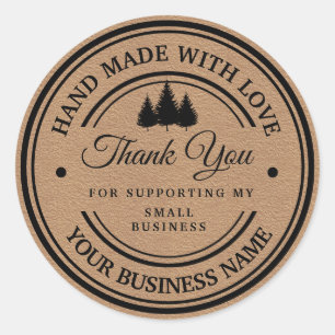 Sticker Rond Papier artisanal de la forêt d'hiver   merci