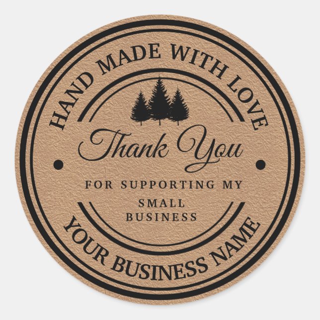 Sticker Rond Papier artisanal de la forêt d'hiver | merci (Devant)