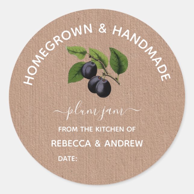 Sticker Rond Papier artisanal et confiture artisanale de prune  (Devant)