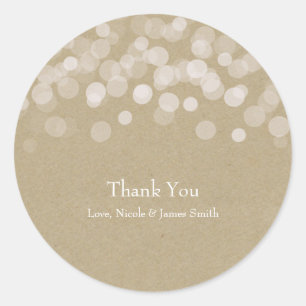 Sticker Rond Papier Brown Mariage rustique simple Faveur