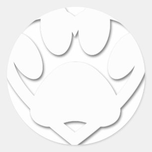 Sticker Rond Papier Coupe Chien Paw Et Forme Coeur
