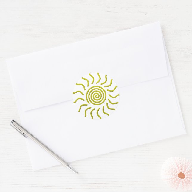 Sticker Rond Papier coupé Soleil jaune (Enveloppe)