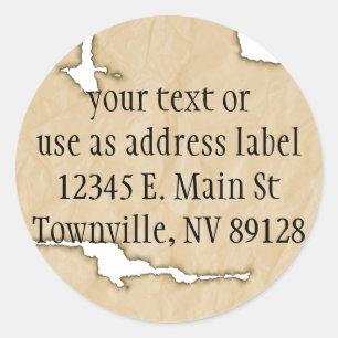 Sticker Rond Papier crinet avec Arrière - plan Burns