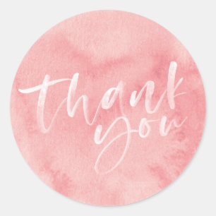 Sticker Rond Papier de remerciement rose vif