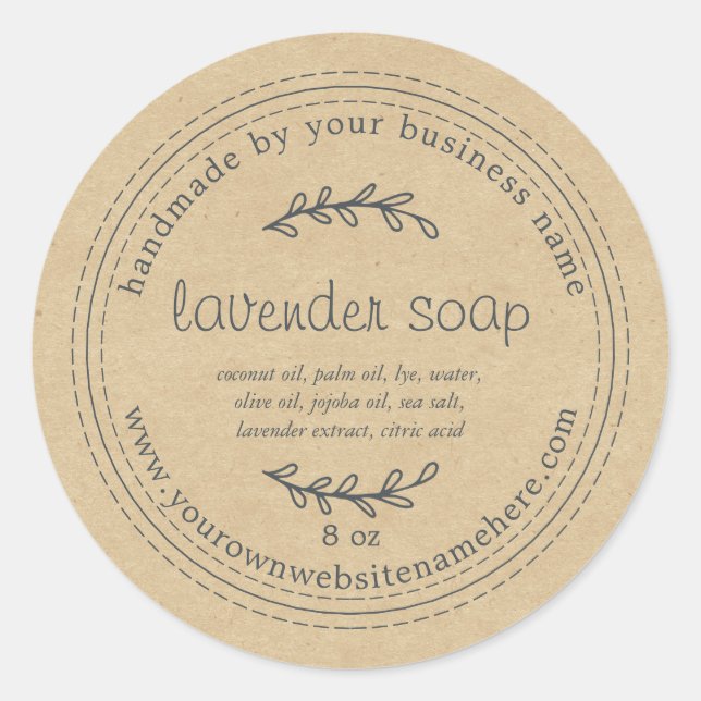 Sticker Rond Papier de savon de lavande de lavande artisanale r (Devant)