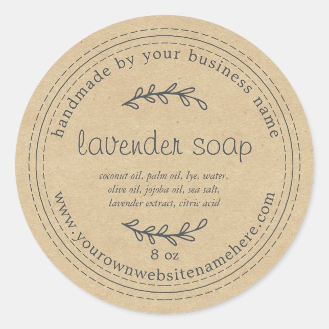 Sticker Rond Papier de savon de lavande de lavande artisanale r (Devant)