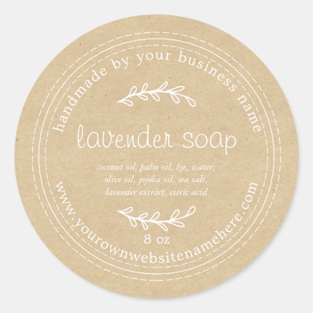 Sticker Rond Papier de savon de lavande de lavande artisanale r (Devant)