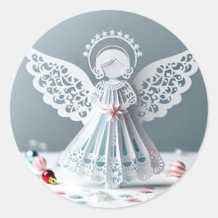 Sticker Rond Papier dentelle Ange Artisanat de Noël Art