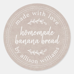 Sticker Rond Papier Kraft à pain de banane fait maison rustique