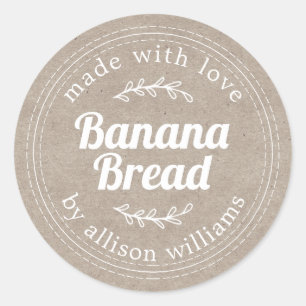 Sticker Rond Papier Kraft à pain de banane fait maison rustique