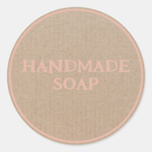 Sticker Rond Papier Kraft Brown au savon fabriqué à la main